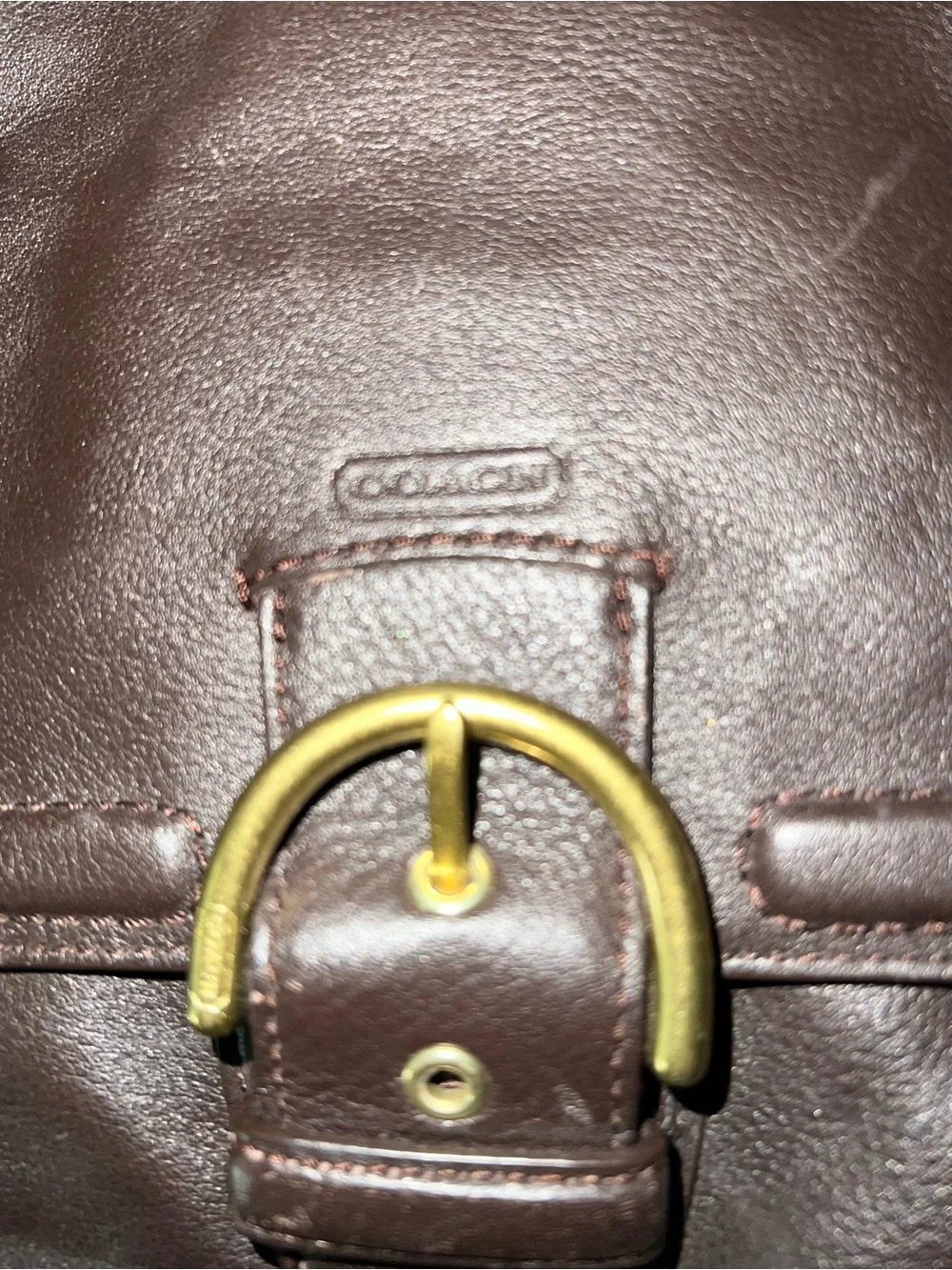 Coach Brown Leather Shoulder Bag with Gold Buckle